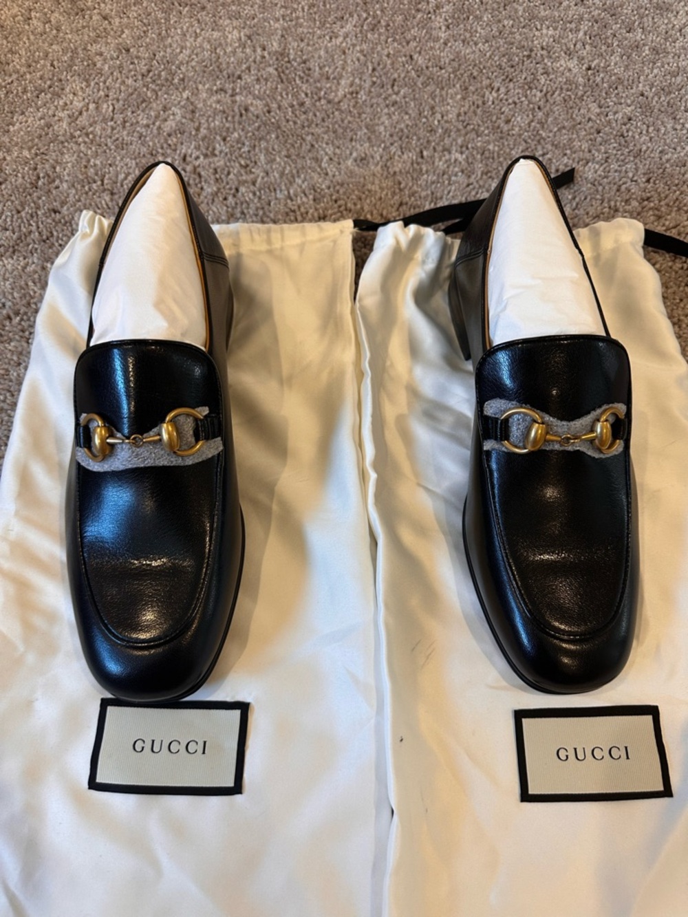 Gucci Women's Black Leather Loafers with Gold Horsebit -
BRAND NEW - Picture 2 of 6